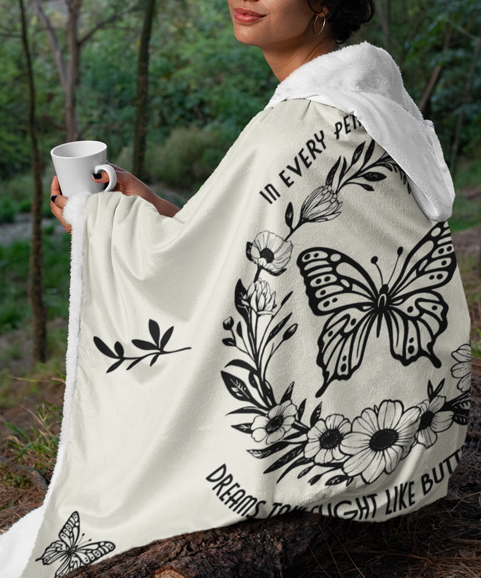Garden of Dreams | Hooded Sherpa Fleece Blanket | Gardening Collection
