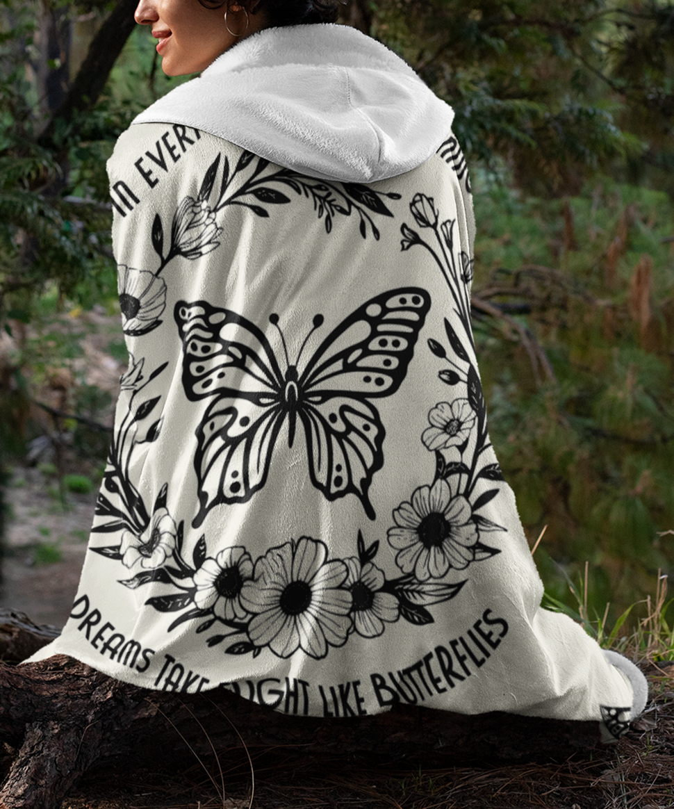 Garden of Dreams | Hooded Sherpa Fleece Blanket | Gardening Collection
