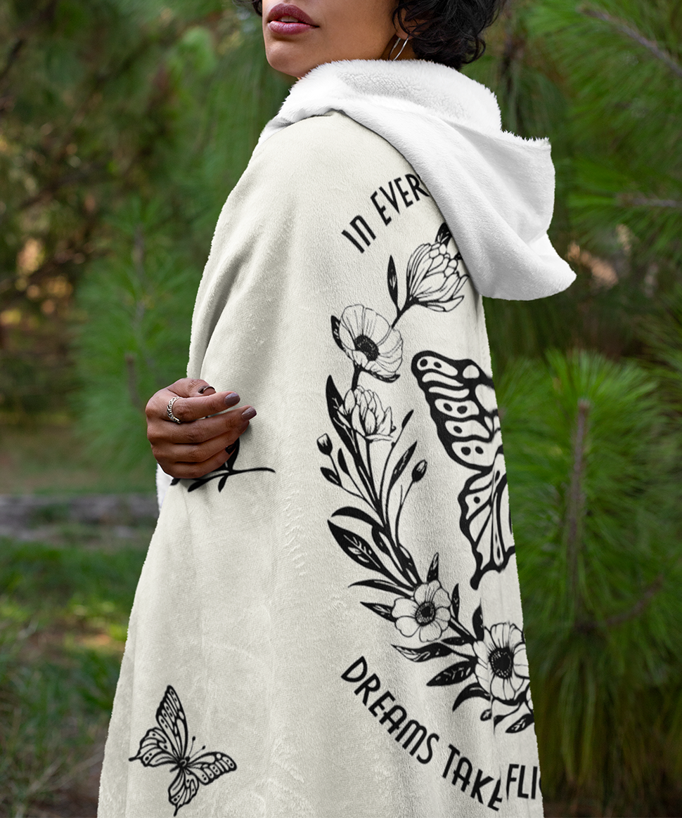 Garden of Dreams | Hooded Sherpa Fleece Blanket | Gardening Collection