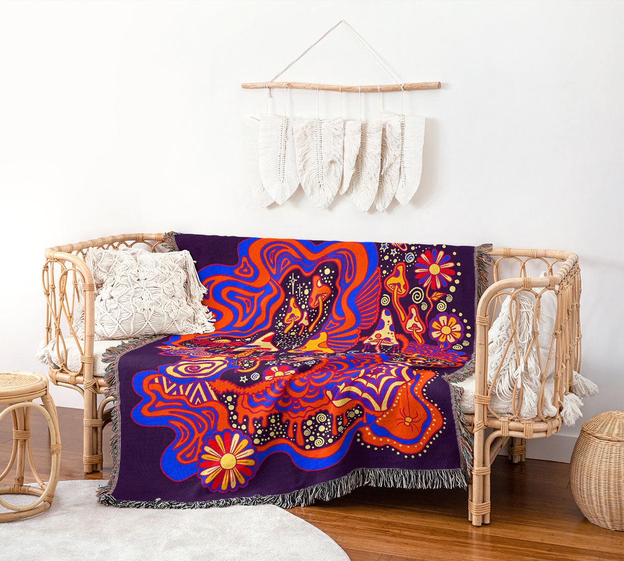 Mushroom Carnival | Woven Blanket | Gardening Collection